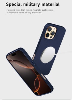 Wtech Apple iPhone 16 Pro Max 2024 Luxury Leather Magnetic Wireless Charging Case Original MagSafe Shockproof Case Cover - Navy Blue  - Image 3