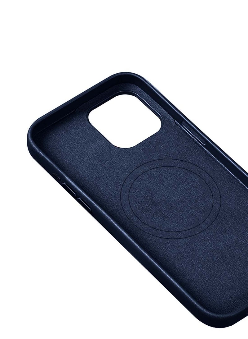 Wtech Apple iPhone 16 Pro Max 2024 Luxury Leather Magnetic Wireless Charging Case Original MagSafe Shockproof Case Cover - Navy Blue - Image 5