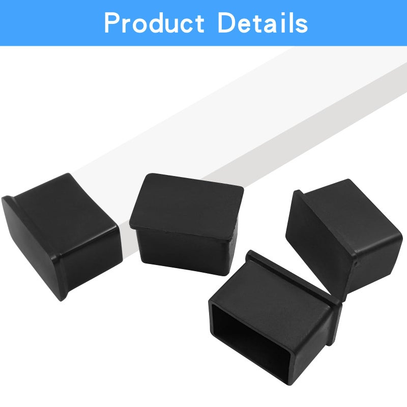Phituoda 8 Pieces Rubber Furniture Leg Caps, 25Mm X 38Mm Rectangle Chair Table Leg Covers, Soft Furniture Feet End Cap Tips Floor Protector For Chair Table - Image 3