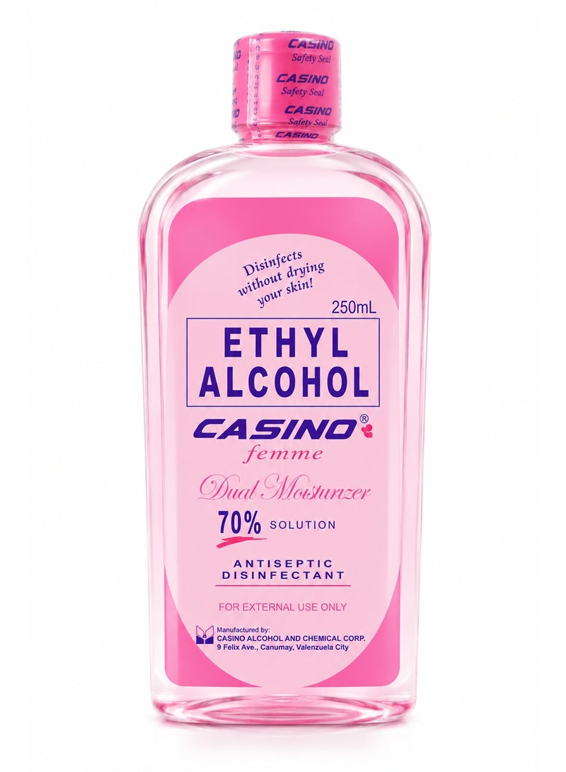 Casino Femme Ethyl Alcohol 70% Solution Dual Moisturizer Antiseptic Disinfectant – 250ml - Image 1