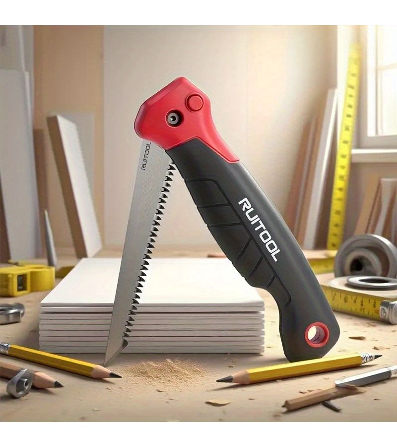 3 Blade 8 TPI Folding Saw Drywall Cutter Safety Lock Non Slip Grip Portable Keyhole Saw For Precision Cutting Of Drywall Wood And Wallboard Hand Tool For DIY Projects Ergonomic Handle A Handful - Image 1