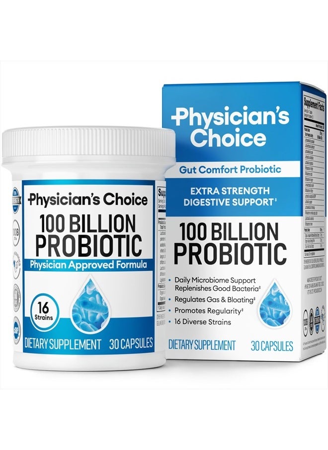Physician's CHOICE - 100 Billion Advanced Probiotic - 16 Strains + Organic Prebiotics - Digestive & Gut Health - Supports Occasional Constipation, Diarrhea, Gas & Bloating - Probiotics for Women & Men - Image 1
