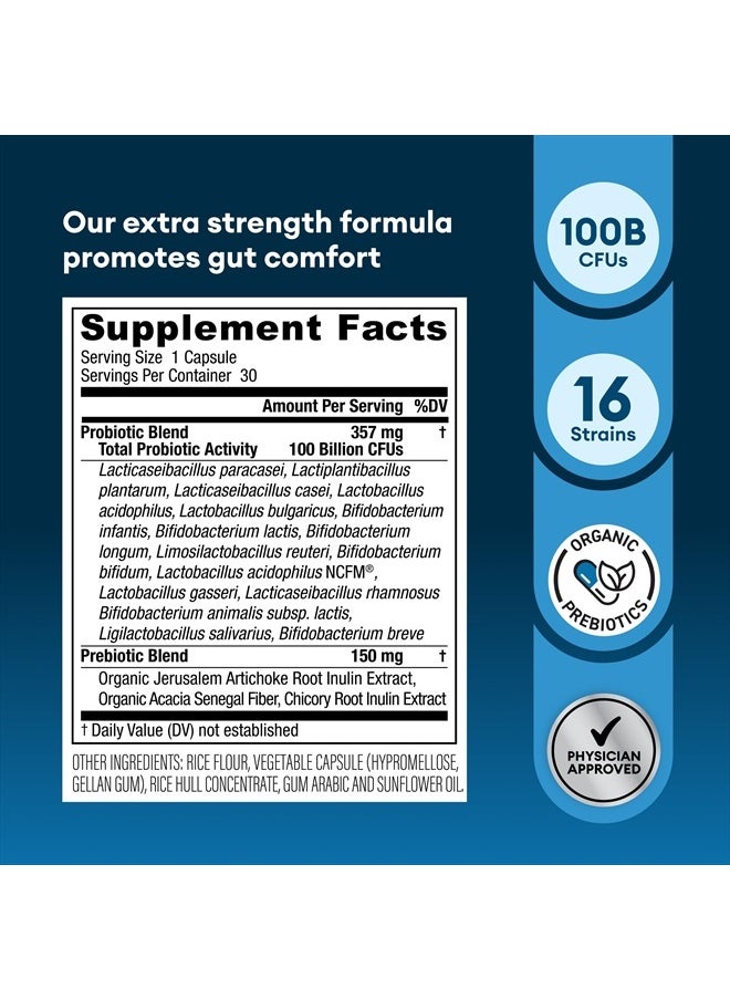 Physician's CHOICE - 100 Billion Advanced Probiotic - 16 Strains + Organic Prebiotics - Digestive & Gut Health - Supports Occasional Constipation, Diarrhea, Gas & Bloating - Probiotics for Women & Men - Image 1