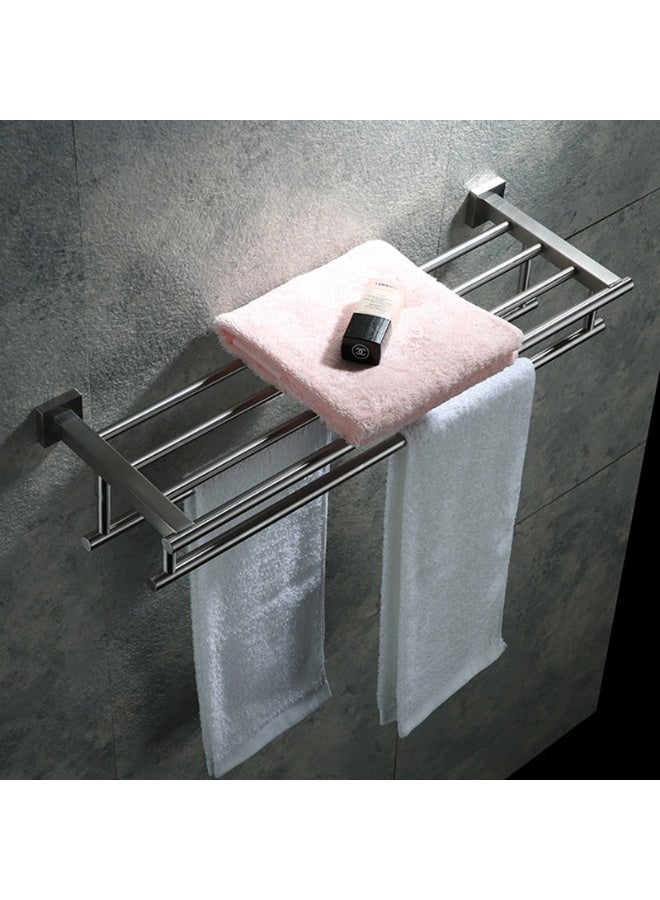 Streamflow 24-Inch Bathroom Towel Rack with Shelf & Dual Towel Bars – SUS 304 Stainless Steel Wall Mount Towel Holder, Polished Chrome (GZ8000-C) - Image 3