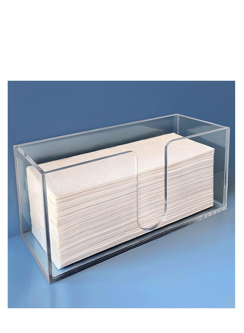 Maxsafe Acrylic Paper Towel Holder (5mm Acrylic) Paper Towel Dispenser Countertop-Bathroom, Kitchen (10.75”W x 4.125”D x 5”H) Napkin Holder-Tri-fold Disposable Napkins Home, Restaurant - Image 1