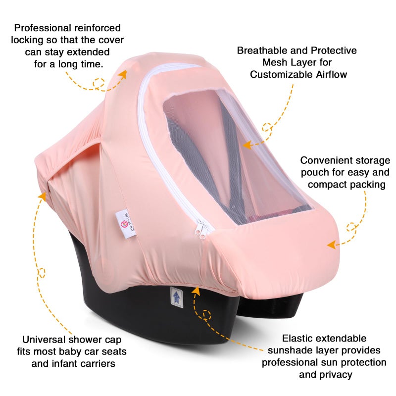 Metplus غطاء مقعد السيارة للأطفال 2 في 1 من متبلس، غطاء متعدد الاستخدامات لغطاء مقعد السيارة مع مظلة شمسية للخصوصية، احمِ مقعد سلامة طفلك بأناقة، أغطية حاملة للأطفال للأولاد والبنات - Image 3