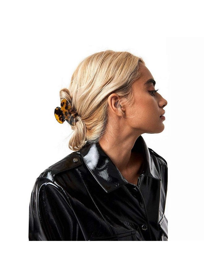 Aileam 2PCS Hair Claw Banana Clips tortoise Barrettes Celluloid French Design Barrettes celluloid Leopard print Large Fashion Accessories for Women Girls - Image 2