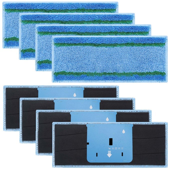 8 PACK M6 MOPPING WET PADS FOR IROBOT BRAAVA JET M6 6110 6012 6112 6113 ULTIMATE ROBOT MOP WASHABLE AND REUSABLE MICROFIBER DEEP CLEAN WET PADS