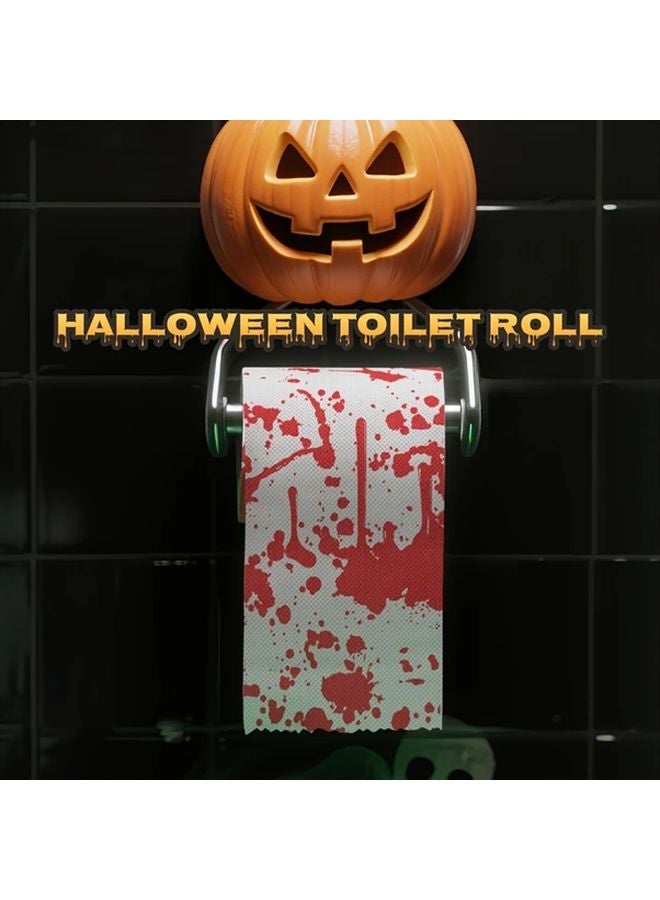 3pcs Halloween Toilet Paper with Blood Splatter Design Spooky Party Supplies - Image 2