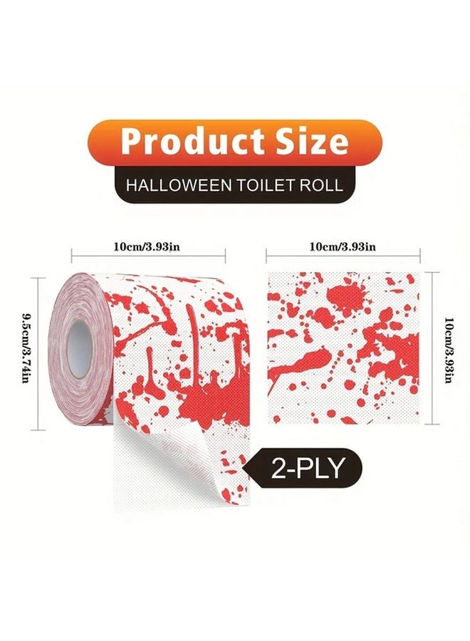 3pcs Halloween Toilet Paper with Blood Splatter Design Spooky Party Supplies - Image 4