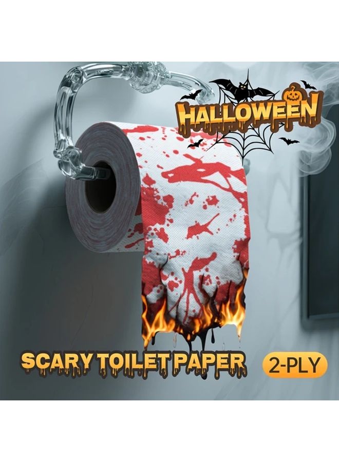 3pcs Halloween Toilet Paper with Blood Splatter Design Spooky Party Supplies - Image 5