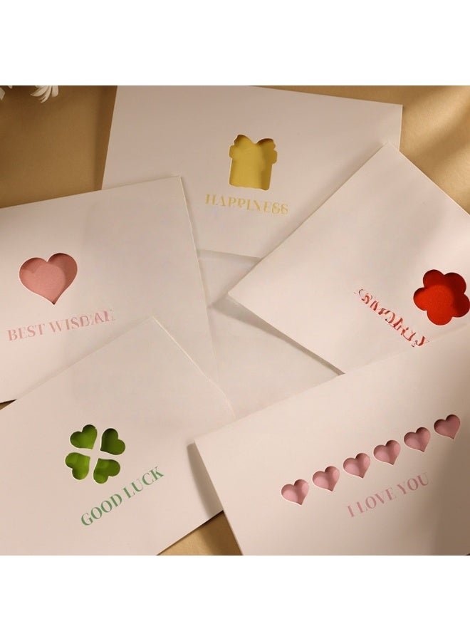Generic 5 PCS Hollow Design Greeting Cards – 5 Unique Cut-Out Patterns – Blank Inside – Elegant Minimalist Cards for Gifts, Birthdays, Weddings & More  - Image 1