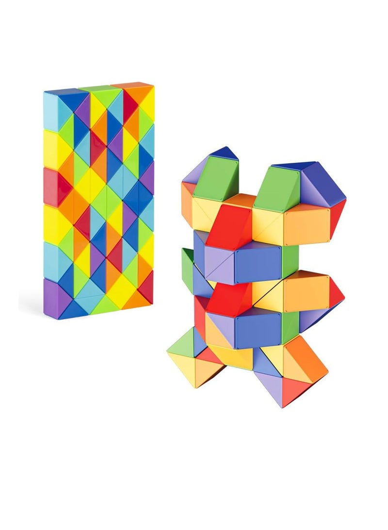 ECVV مجموعة ألعاب حسية على شكل ثعبان سحري من ECVV، ألغاز ذهنية، مكعبات ألغاز، مكعبات ألغاز للأطفال والبالغين والمراهقين (72 قطعة: 126 سم) - Image 1
