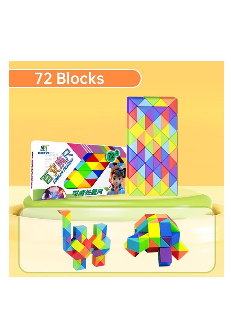 ECVV مجموعة ألعاب حسية على شكل ثعبان سحري من ECVV، ألغاز ذهنية، مكعبات ألغاز، مكعبات ألغاز للأطفال والبالغين والمراهقين (72 قطعة: 126 سم) - Image 5