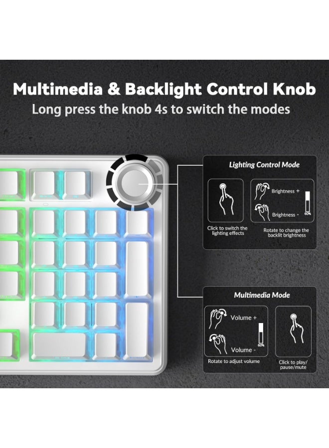 AULA F99 Pro Wireless Mechanical Keyboard Silent Version with Silent Cotton Candy Switch Tri-Mode BT 5.0 / 2.4GHz / USB-C Hot Swappable Gasket Mount Pre-Lubed Linear RGB Backlit Gaming Keyboard for PC Laptop Mac - Image 2