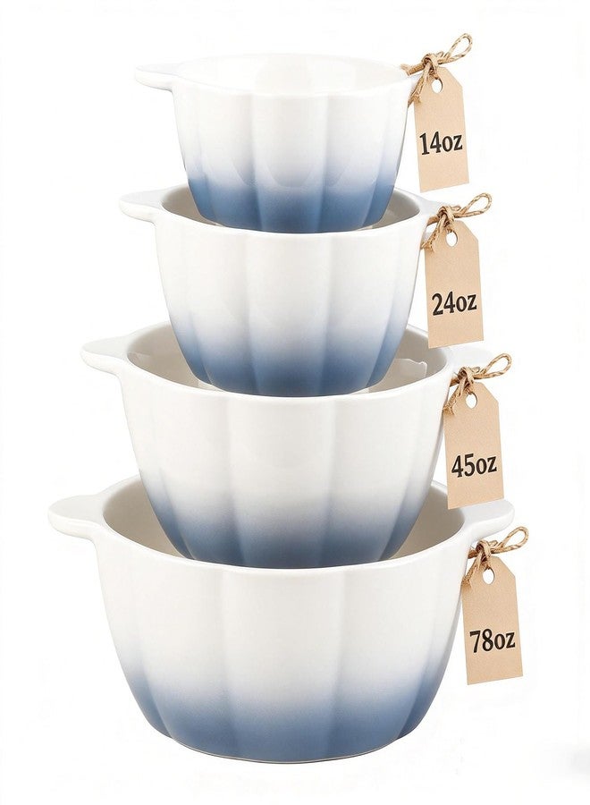 MISSYSSIM Large Soup Bowls Set of 4, Pumpkin Microwave Mixing Bowls with Handle, Ceramic Serving Bowls for Prepping, Pasta, Salad - Kitchen Cooking and Baking Supplies, Mothers Day Gift - Image 1