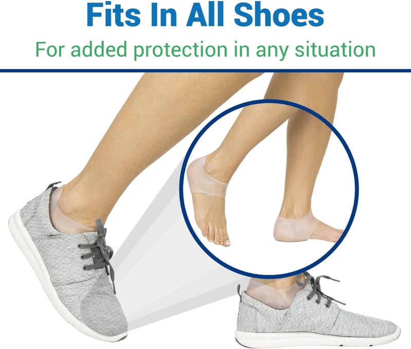 ViveSole Silicone Heel Protectors 2 Pairs  Gel Guard for Women and Men Moisturizing Relief Blister Cracked Foot Plantar Fasciitis Spurs Soft Cushion Support Protective Insert Sleeve - Image 3