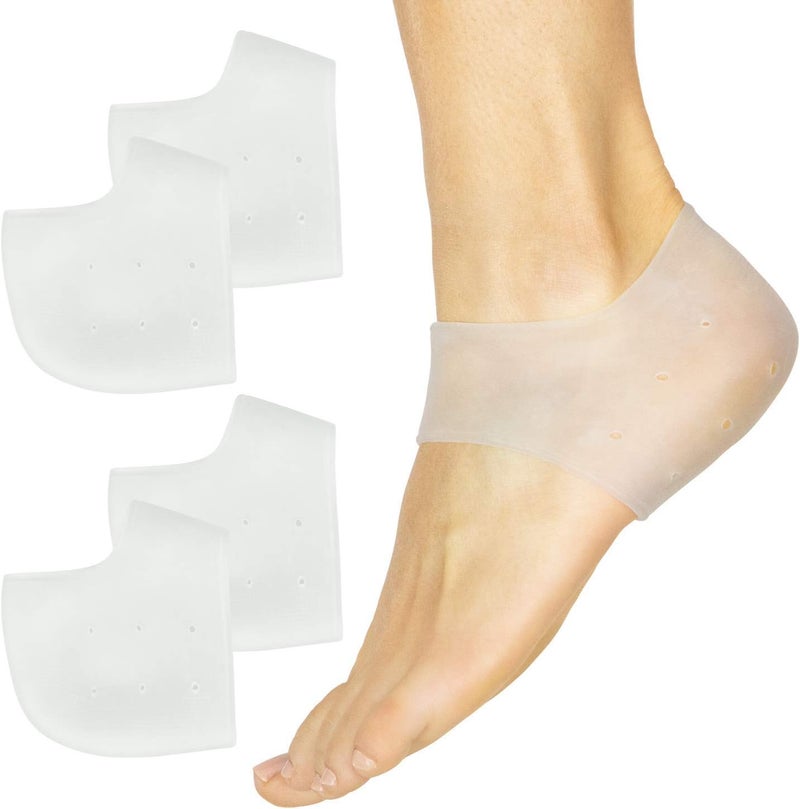 ViveSole Silicone Heel Protectors 2 Pairs  Gel Guard for Women and Men Moisturizing Relief Blister Cracked Foot Plantar Fasciitis Spurs Soft Cushion Support Protective Insert Sleeve - Image 1