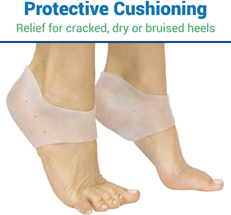ViveSole Silicone Heel Protectors 2 Pairs  Gel Guard for Women and Men Moisturizing Relief Blister Cracked Foot Plantar Fasciitis Spurs Soft Cushion Support Protective Insert Sleeve - Image 4