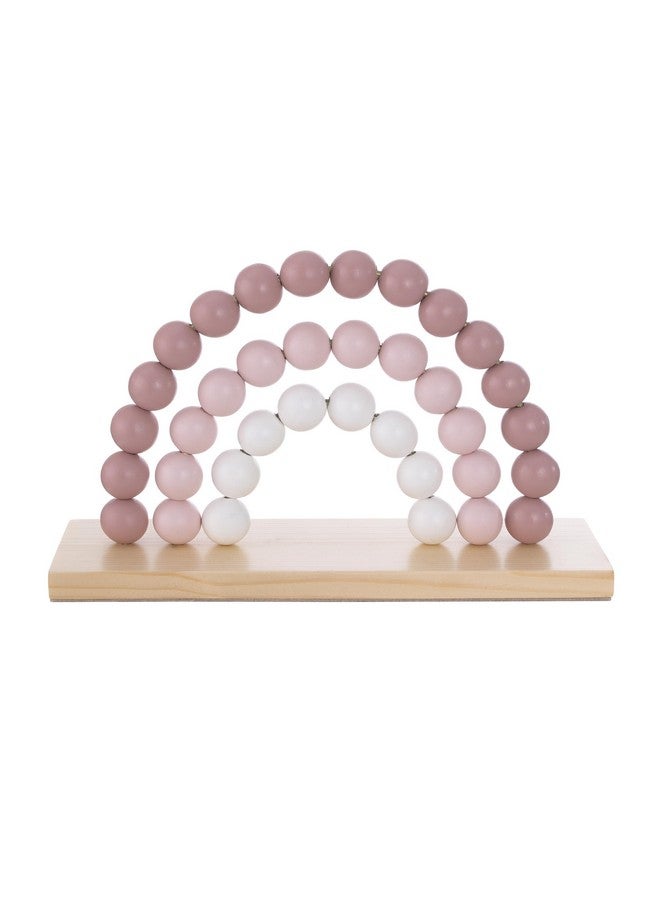 NoJo Little Love Rainbow Shelfie Pink and Ivory Natural Wood Bead Nursery Décor - Image 1