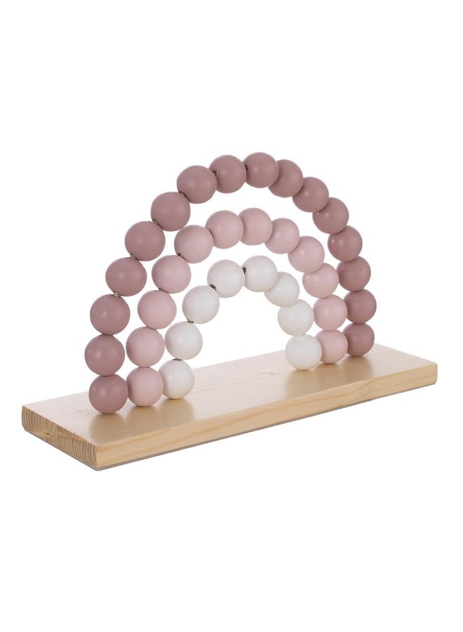 NoJo Little Love Rainbow Shelfie Pink and Ivory Natural Wood Bead Nursery Décor - Image 2