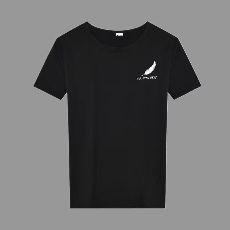 Cross-border Men's Solid Color Short-sleeved T-shirt Plus Large Size Summer Korean Style Slim-fit Fashionable Handsome Round Neck Half-sleeved T-shirt - Image 5