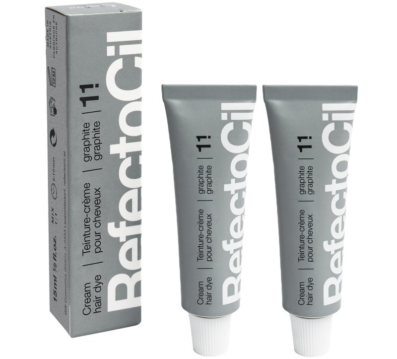 RefectoCil Cream Hair Dye 2-Pack â€“ Professional Hair Tint for Long-Lasting Color â€“ Graphite (#1.1)