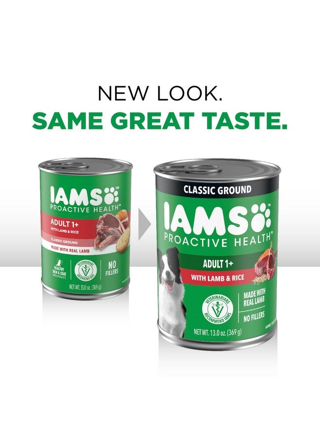 IAMS Proactive Health Adult Wet Dog Food Classic Ground with Lamb and Rice, 13 oz. Cans, Pack of 6 - Image 1