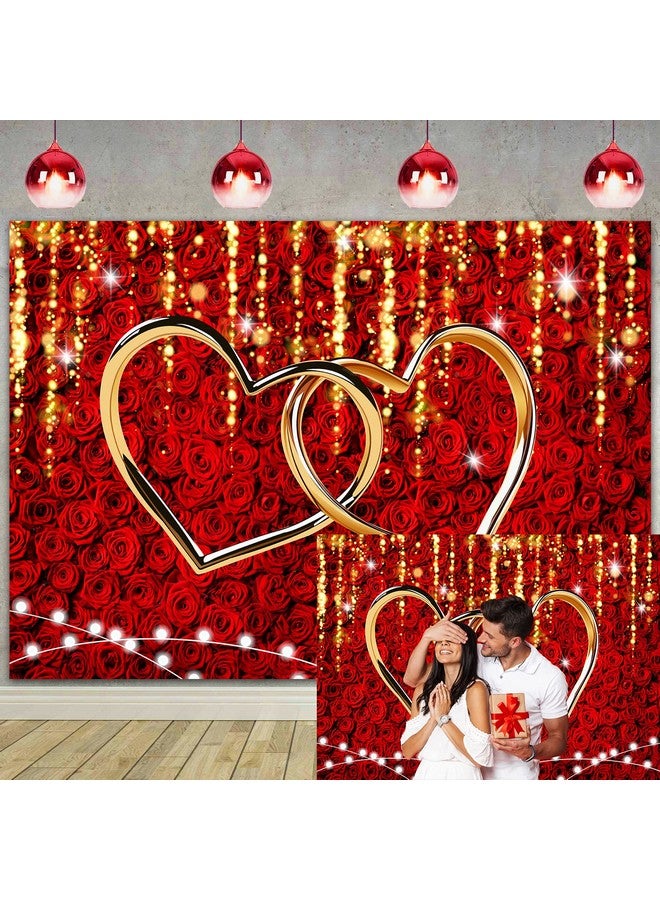 RUYI Red Rose Mothers Day Backdrop For Photography Love Hearts Decoration Backdrop 7X5Ft Wedding Bridal Shower Happy Anniversary Party Decor Supplies Photo Booth Props (84X60 Inch) - Image 2