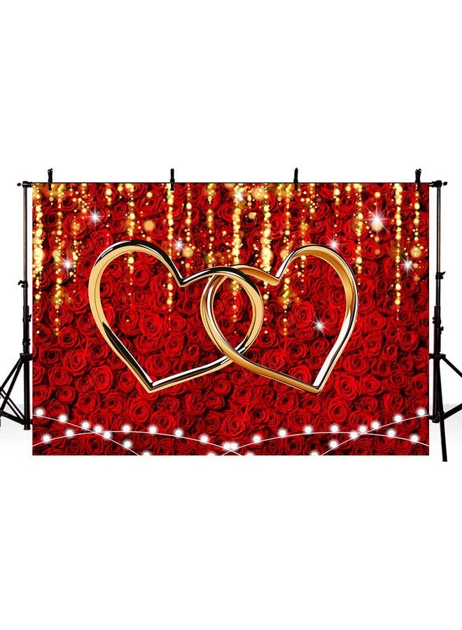RUYI Red Rose Mothers Day Backdrop For Photography Love Hearts Decoration Backdrop 7X5Ft Wedding Bridal Shower Happy Anniversary Party Decor Supplies Photo Booth Props (84X60 Inch) - Image 3