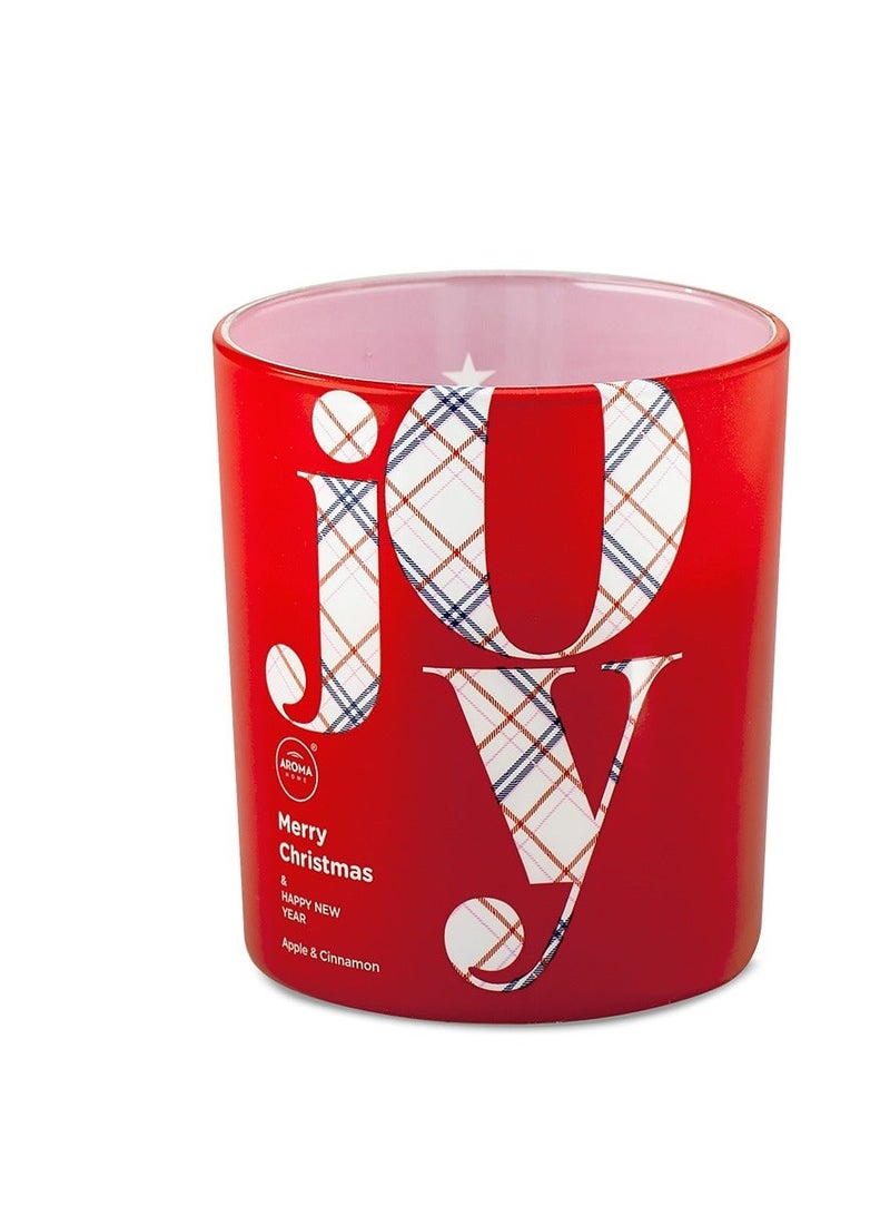 Aroma Home Joy Christmas Scented Candle, Apple & Cinnamon, 130g, Red Glass, Made in Poland - Image 1
