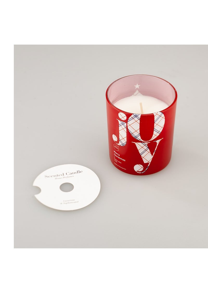 Aroma Home Joy Christmas Scented Candle, Apple & Cinnamon, 130g, Red Glass, Made in Poland - Image 2