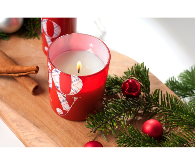 Aroma Home Joy Christmas Scented Candle, Apple & Cinnamon, 130g, Red Glass, Made in Poland - Image 3