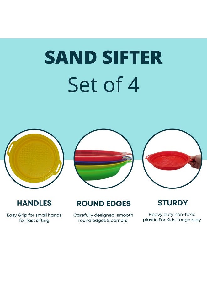 4E's Novelty Large Sand Sifter For Sandbox Beach 4 Pack - Sand Sifter For Shark Teeth, Rock, Plastic - Beach Toys, Sand Toys For Sandbox Kids & Toddlers  - Image 5