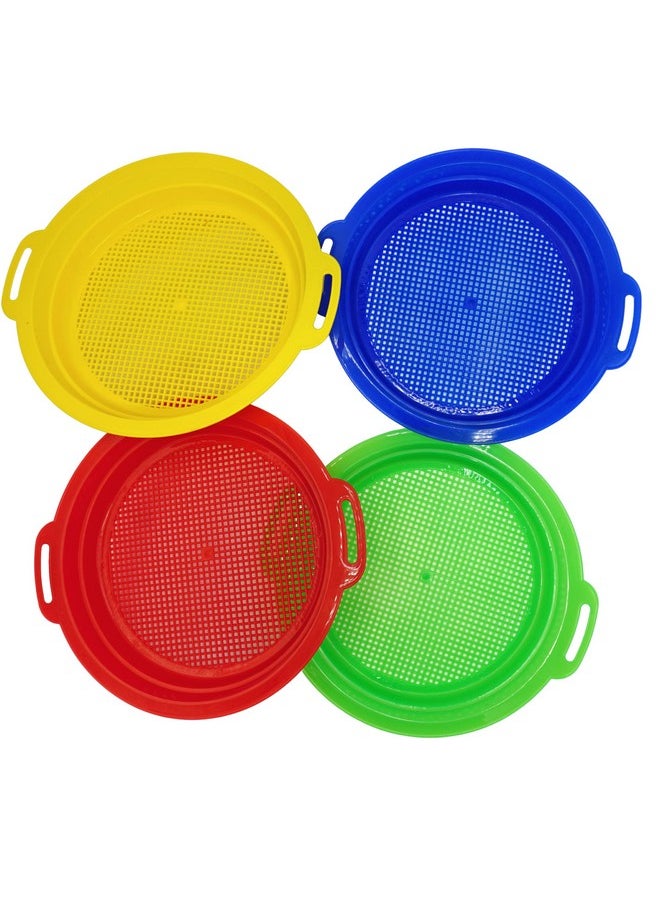 4E's Novelty Large Sand Sifter For Sandbox Beach 4 Pack - Sand Sifter For Shark Teeth, Rock, Plastic - Beach Toys, Sand Toys For Sandbox Kids & Toddlers  - Image 1