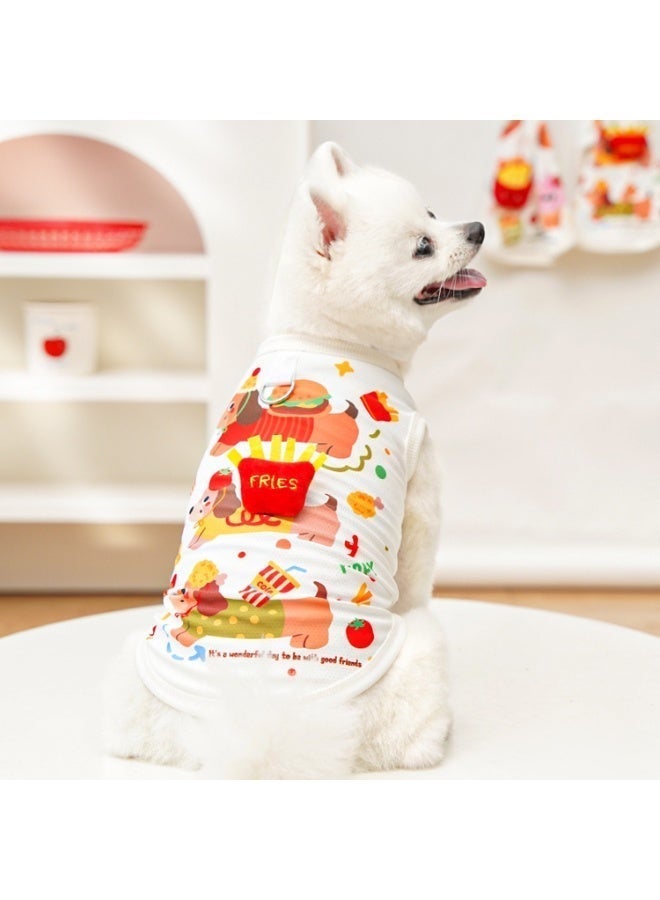 Pack of 2 Pet Clothes for Dogs & Cats - Breathable Dachshund & 3D Burger Fries Design - Cute Cartoon Summer Vest with Leash Ring, Size XL - Image 3