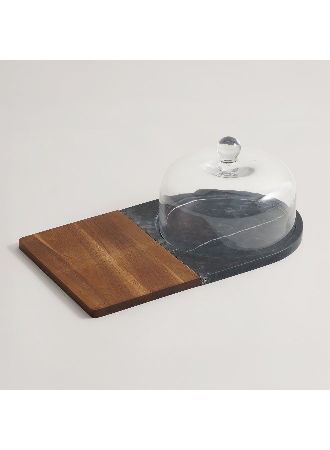 ALBERTO Marble, Acacia Wood Cheese Platter, Black 45*26*17Cm - Image 2