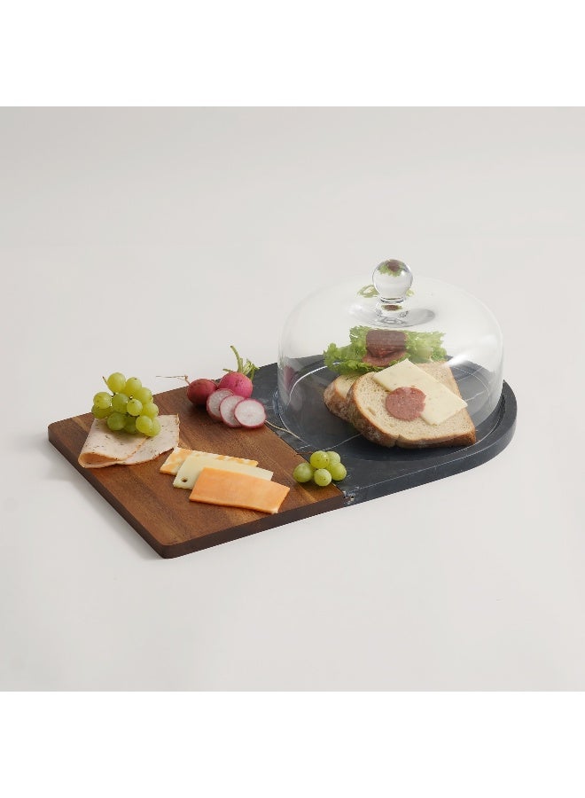 ALBERTO Marble, Acacia Wood Cheese Platter, Black 45*26*17Cm - Image 1