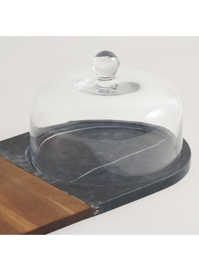 ALBERTO Marble, Acacia Wood Cheese Platter, Black 45*26*17Cm - Image 3