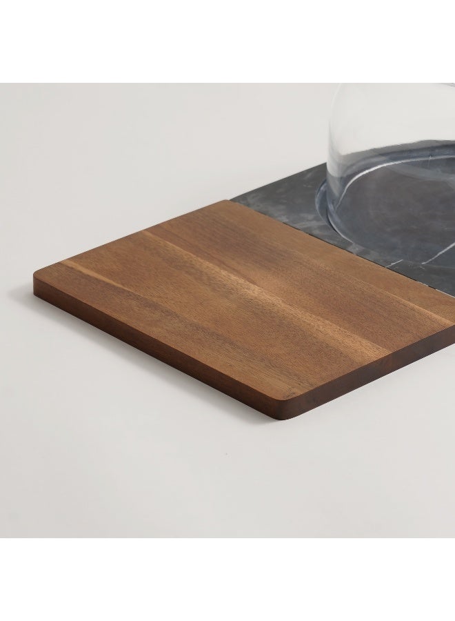 ALBERTO Marble, Acacia Wood Cheese Platter, Black 45*26*17Cm - Image 4