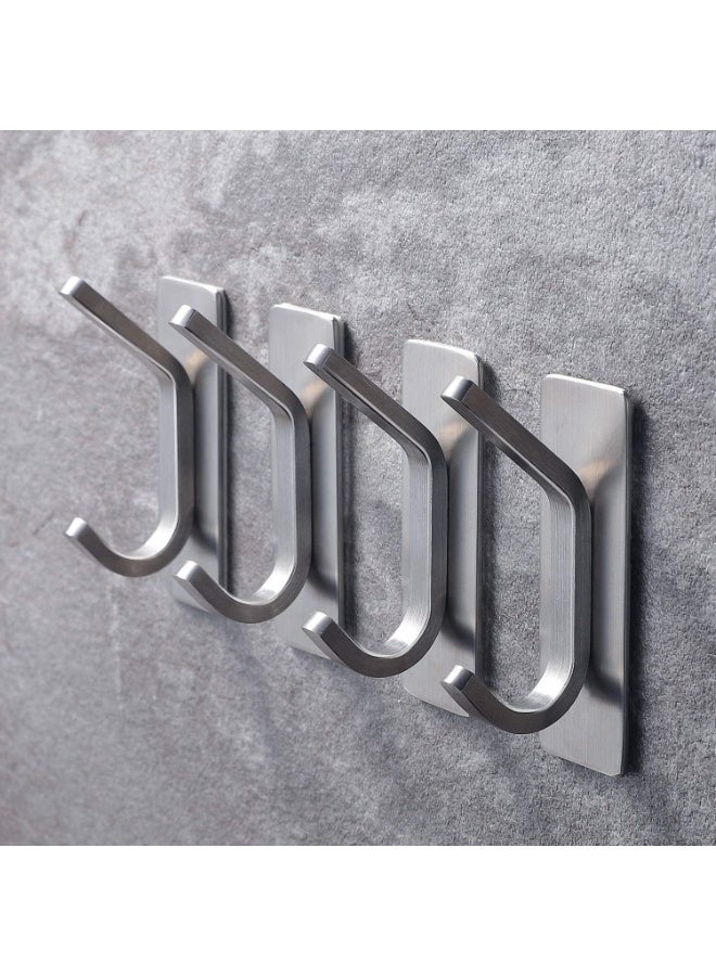 خطافات حائط لاصقة من الستانلس ستيل – خطافات قوية متعددة الاستخدام بدون مسامير للحمام والمطبخ وغرفة النوم – مقاومة للماء والصدأ لتعليق المناشف والملابس والحقائب - Image 3