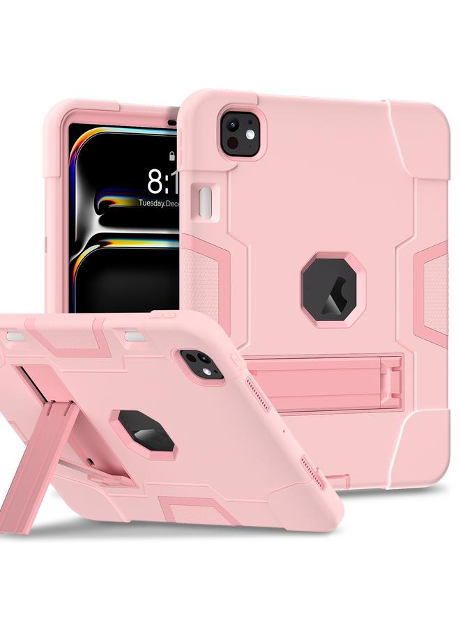 زبون حافظة لجهاز iPad Pro 11 2024 من السيليكون والأكريليك بلون متباين مع حامل - Image 1