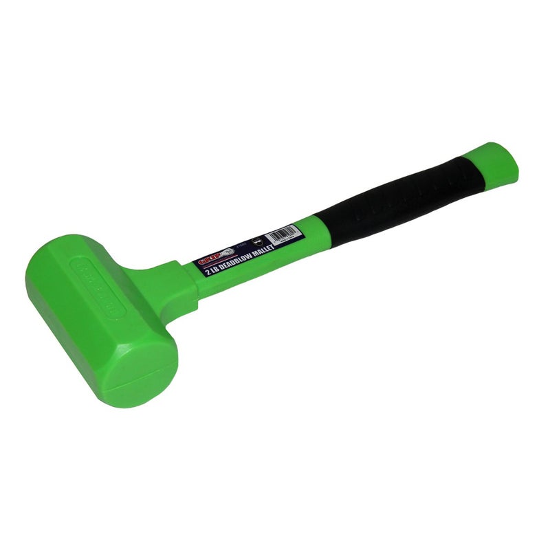 Grip 2 lb Deadblow Hammer GreenBlack Steel Shot Filled Head Cushioned Face for Extra Force High Impact Rubber Handle Garage Home Workshop