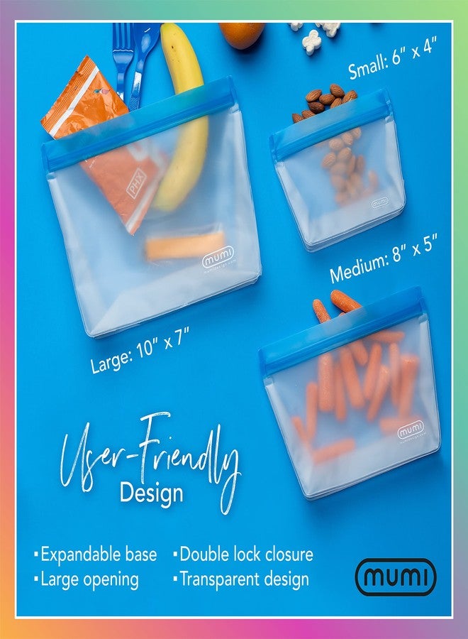 MUMI Piccolo Reusable Zip Up Bags - Set of 3 Silicone Resealable bag | Reusable Bags for Food Storage, Freezer, & Snacks | BPA-Free Airtight Silicone Storage Bag for Travel & Meal Prep - Purple - Image 3