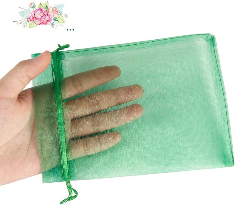HRX Package 100pcs Organza Bags Green, 5x7 inch Mesh Drawstring Gift Bags Jewelry Pouches for Christmas Candy Party Favor - Image 3