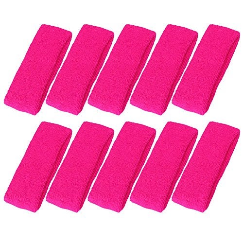 Mallofusa ? 10 PCS Cotton Sports Basketball Headband / Sweatband Head Sweat Band/Brace Gift Party Outdoor Activities (Pink) - Image 1