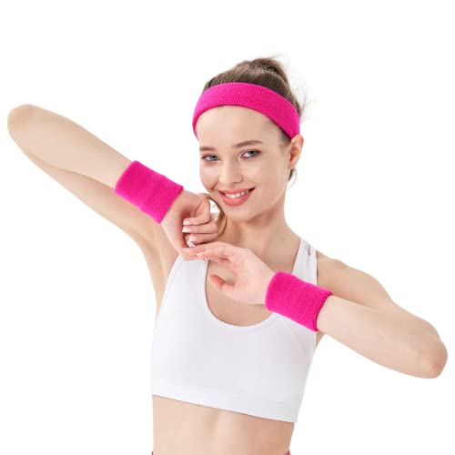 Mallofusa ? 10 PCS Cotton Sports Basketball Headband / Sweatband Head Sweat Band/Brace Gift Party Outdoor Activities (Pink) - Image 4