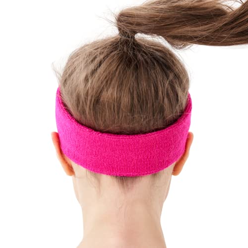 Mallofusa ? 10 PCS Cotton Sports Basketball Headband / Sweatband Head Sweat Band/Brace Gift Party Outdoor Activities (Pink) - Image 3