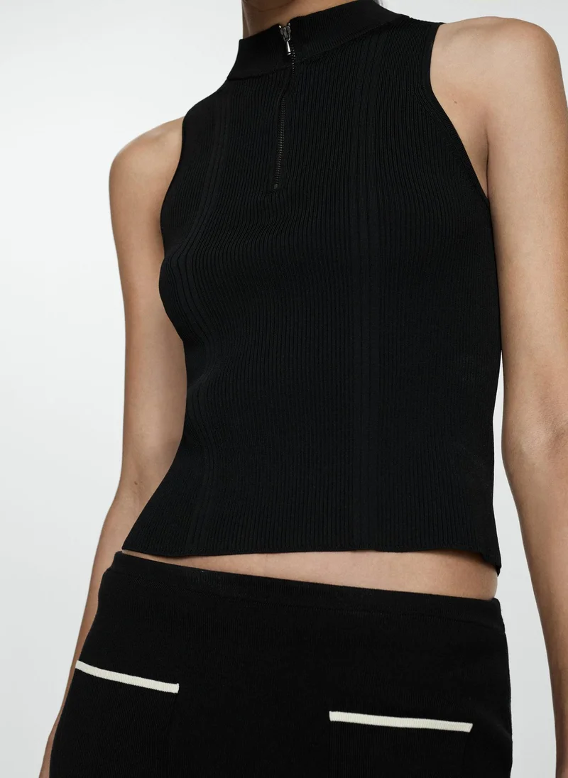 MANGO Zip Detailed Top