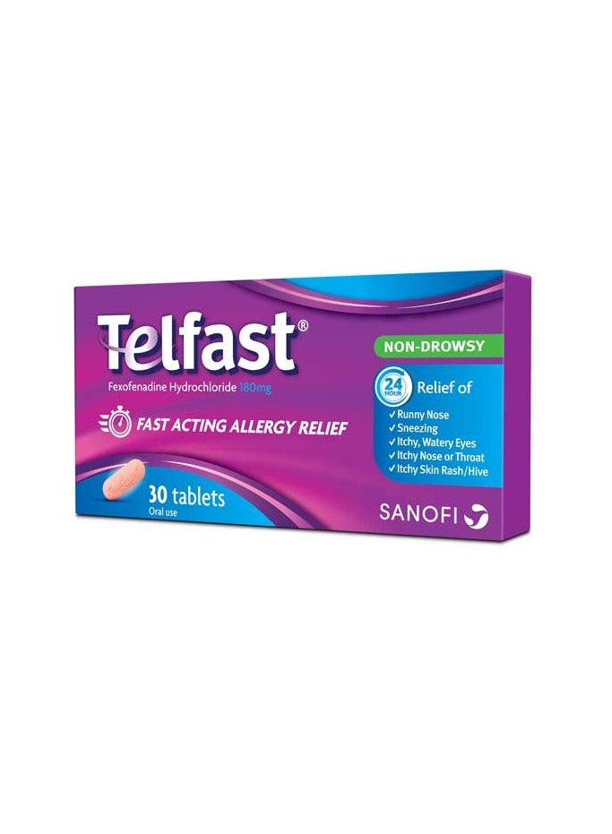 sanofi أقراص تلفاست 180 مجم سريعة المفعول لتخفيف الحساسية، 30 قرصًا - Image 2